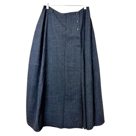 Dkny Dresses & Skirts - Vintage 90's DKNY Gray Wool 5-Button Wrap Skirt Size 12 Made in Hong Kong